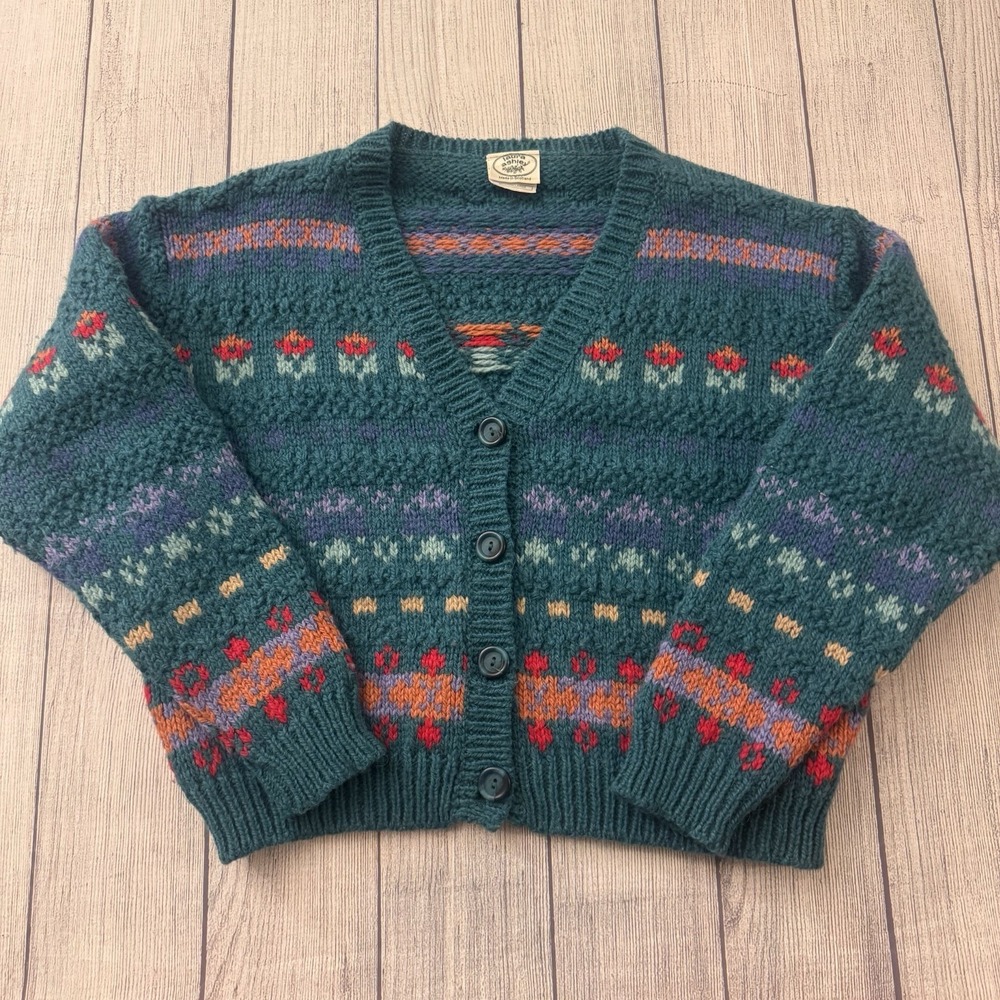 Laura Ashley Scotland Fair Isle Wool Cardigan Cottagecore Vintage Medium/Large - Picture 1 of 8